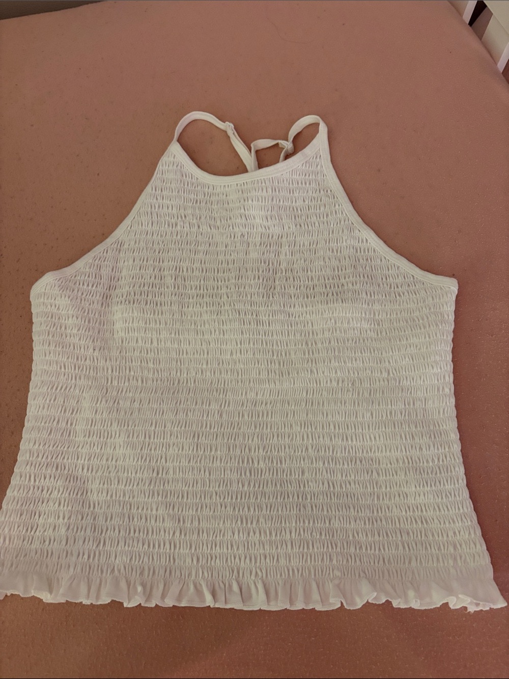 White Smocked Halter Tank Top